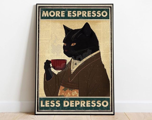 Coffee Tea Drinks - Retro Metalowy Znak Blaszany Więcej Espresso